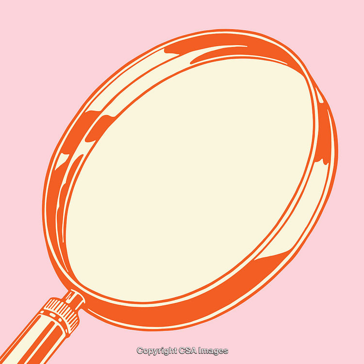 Stylized Illustration of Magnifying Glass on Pink Background