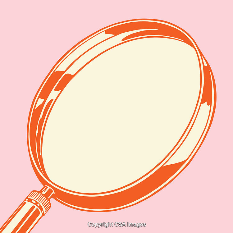 Stylized Illustration of Magnifying Glass on Pink Background