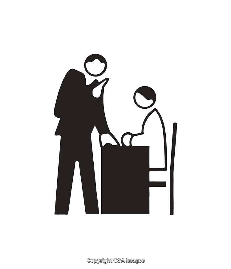 Illustration of Communication in a Workplace Environment Using Simple Black Icons
