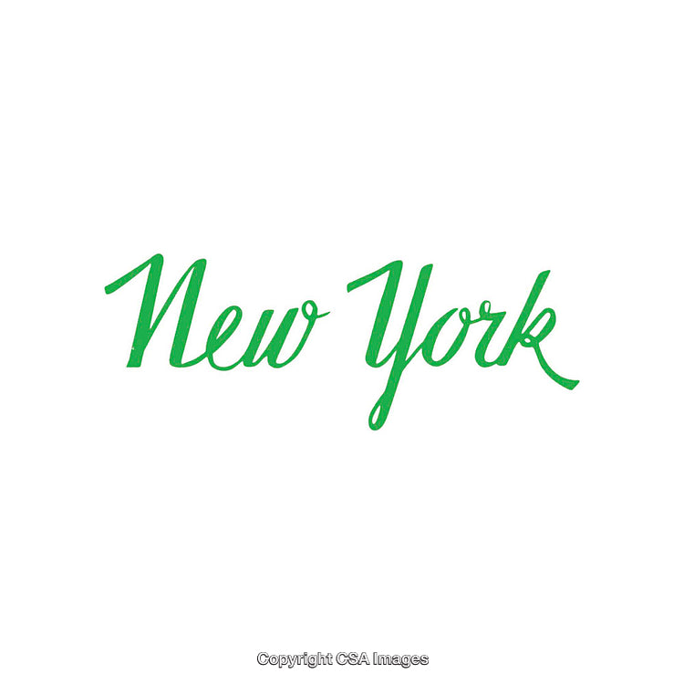 Stylish Green Calligraphy of New York Name on White Background