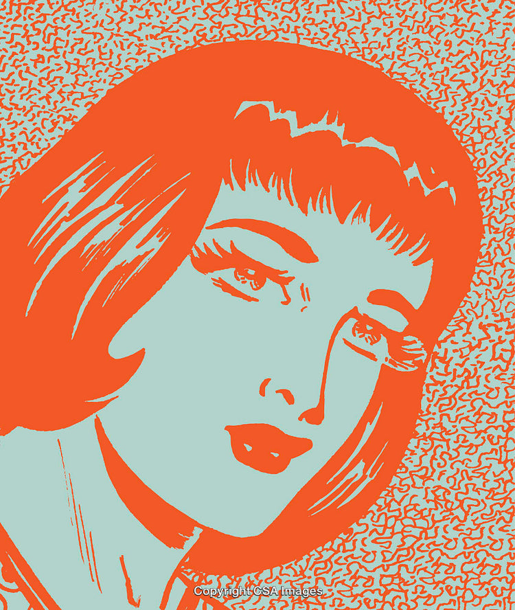 Modern Pop Art Illustration of a Woman's Face with Vibrant Colors