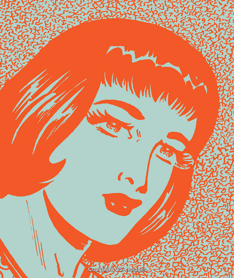 Modern Pop Art Illustration of a Woman's Face with Vibrant Colors