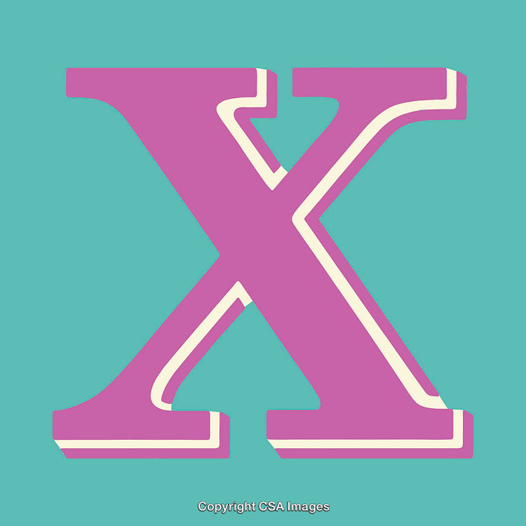 Elegant Pink Letter X on a Light Blue Background