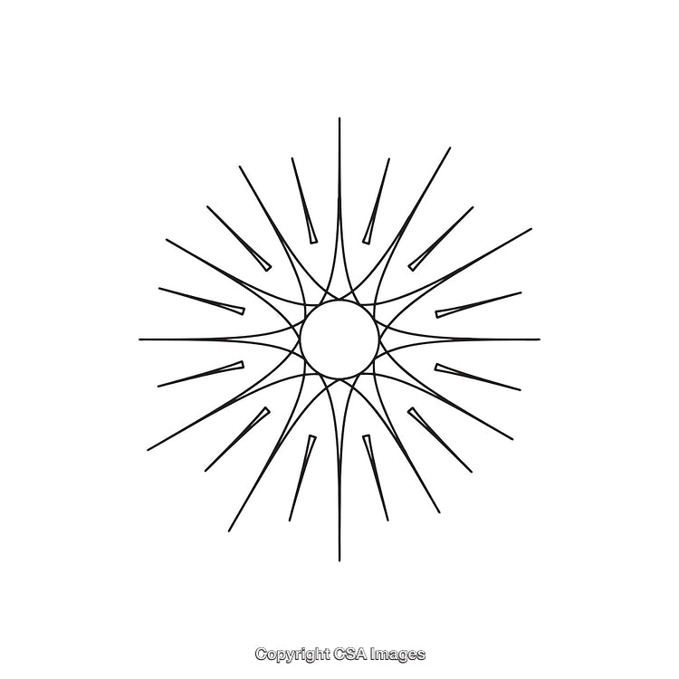 Abstract Sunburst Design with Radiating Lines in Black and White