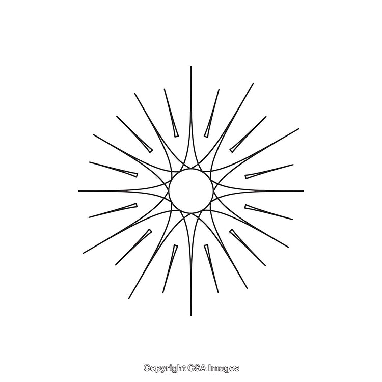 Abstract Sunburst Design with Radiating Lines in Black and White