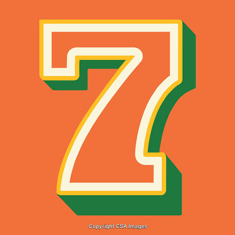 Bold Retro Number Seven Illustration with Vibrant Colors and Shadows