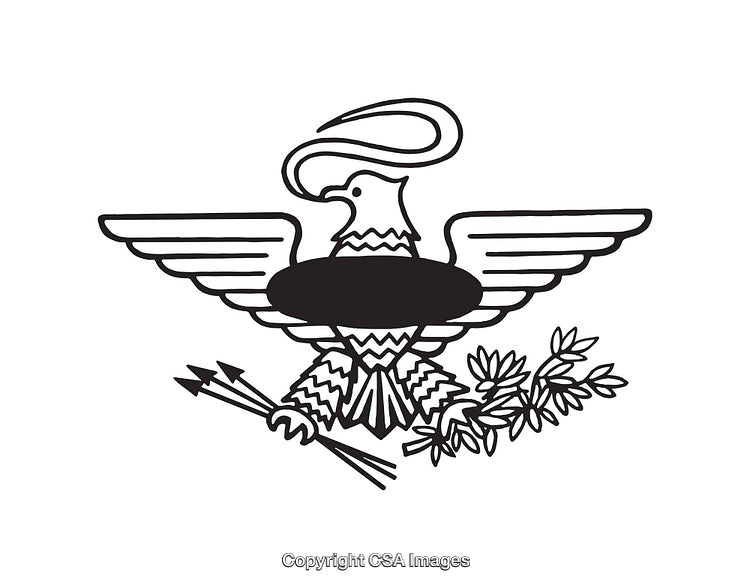 Black and White Line Art Illustration of an Eagle Symbol Design