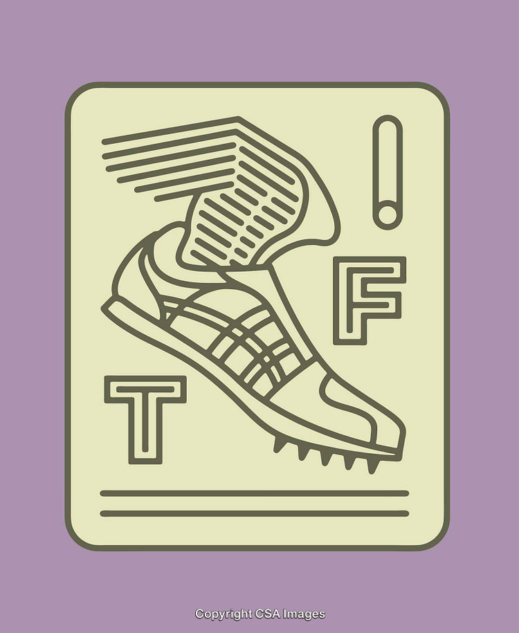 Stylized Illustration of a Track Shoe with Wings in Line Art