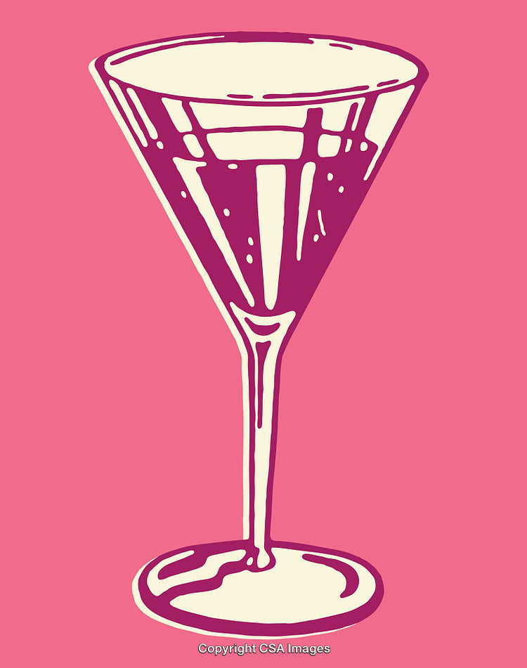 Stylized Martini Glass Illustration in Modern Pink Color Palette