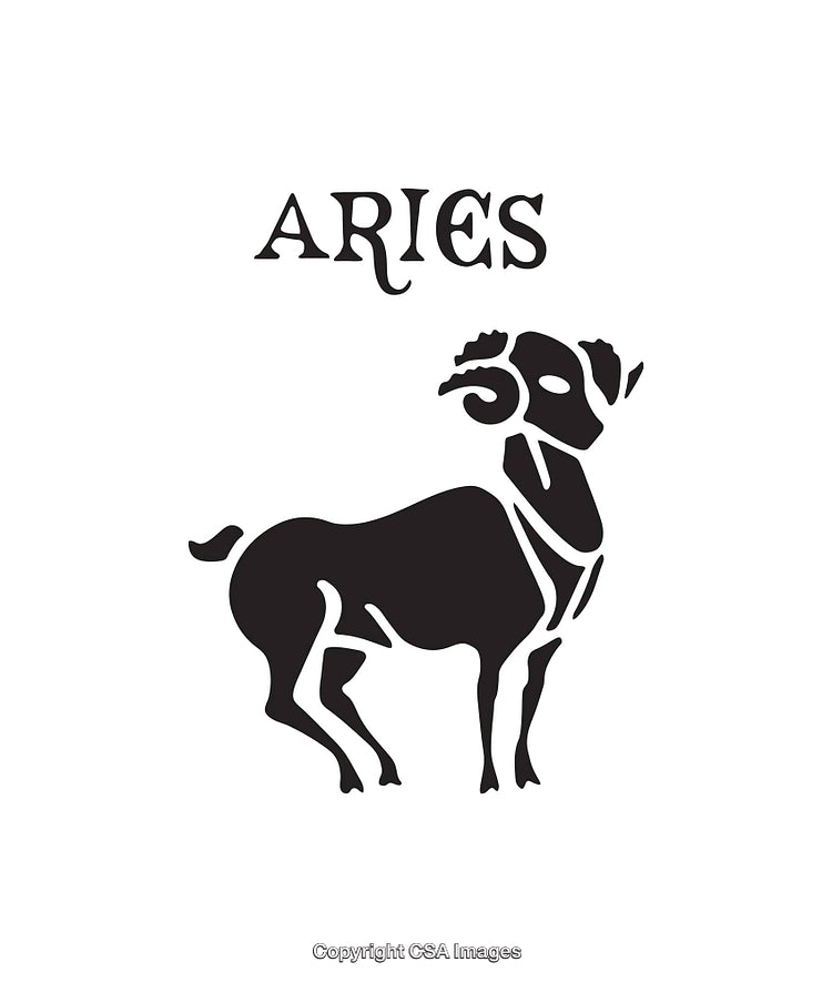 Aries Zodiac Icon With Ram Symbol Illustration in Stylish Black and White