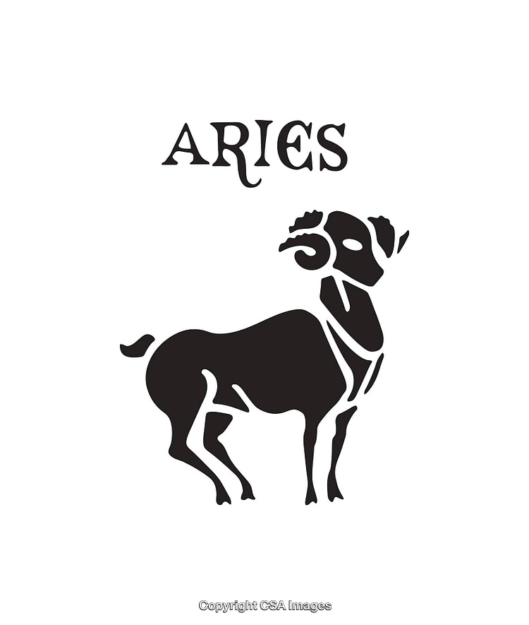 Aries Zodiac Icon With Ram Symbol Illustration in Stylish Black and White
