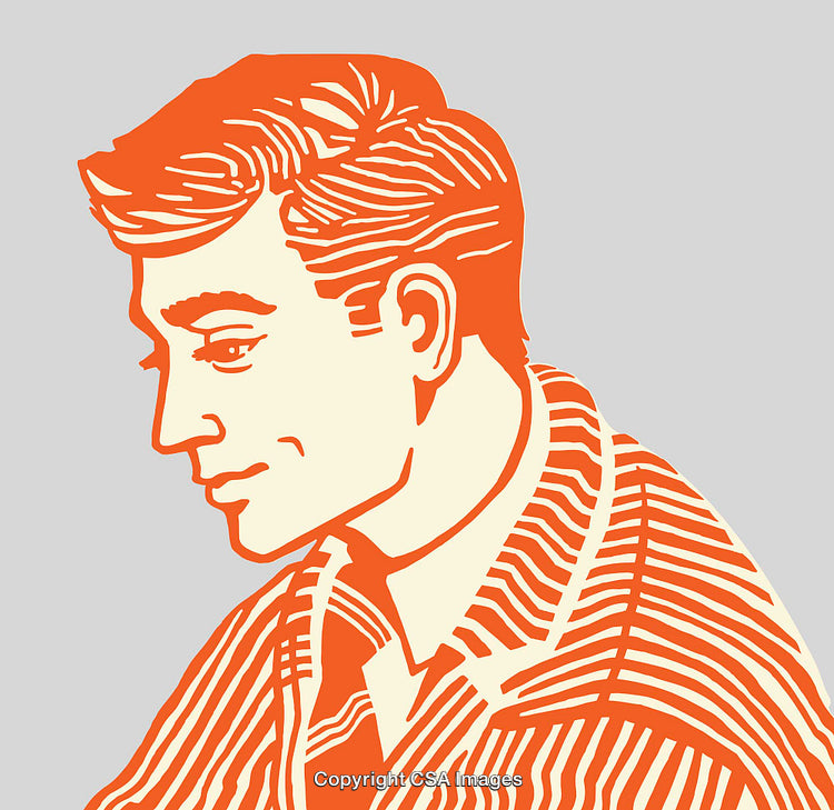 Retro Profile Illustration of a Man in Orange and Beige Shades