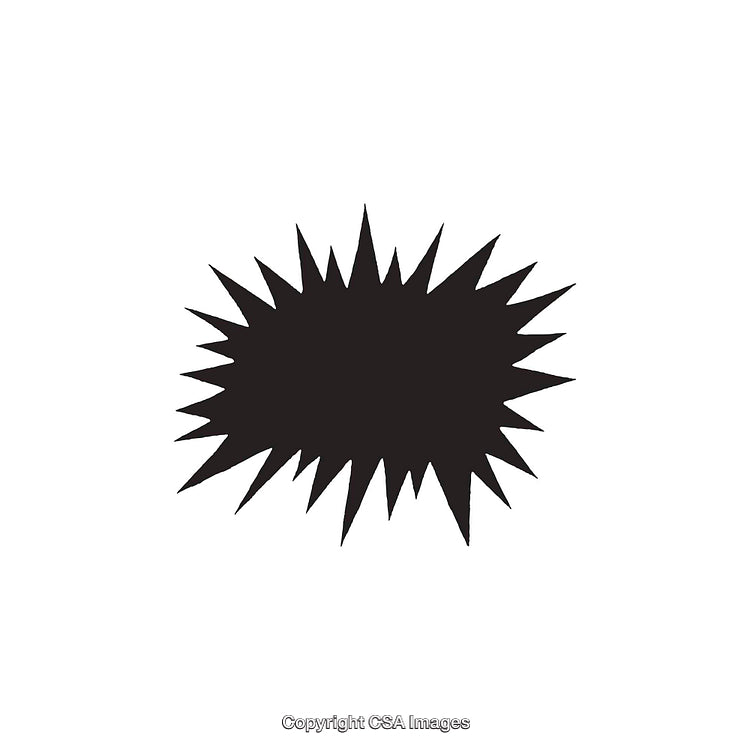 Black Jagged Shape Exploding Against Plain White Backdrop for Creative Use