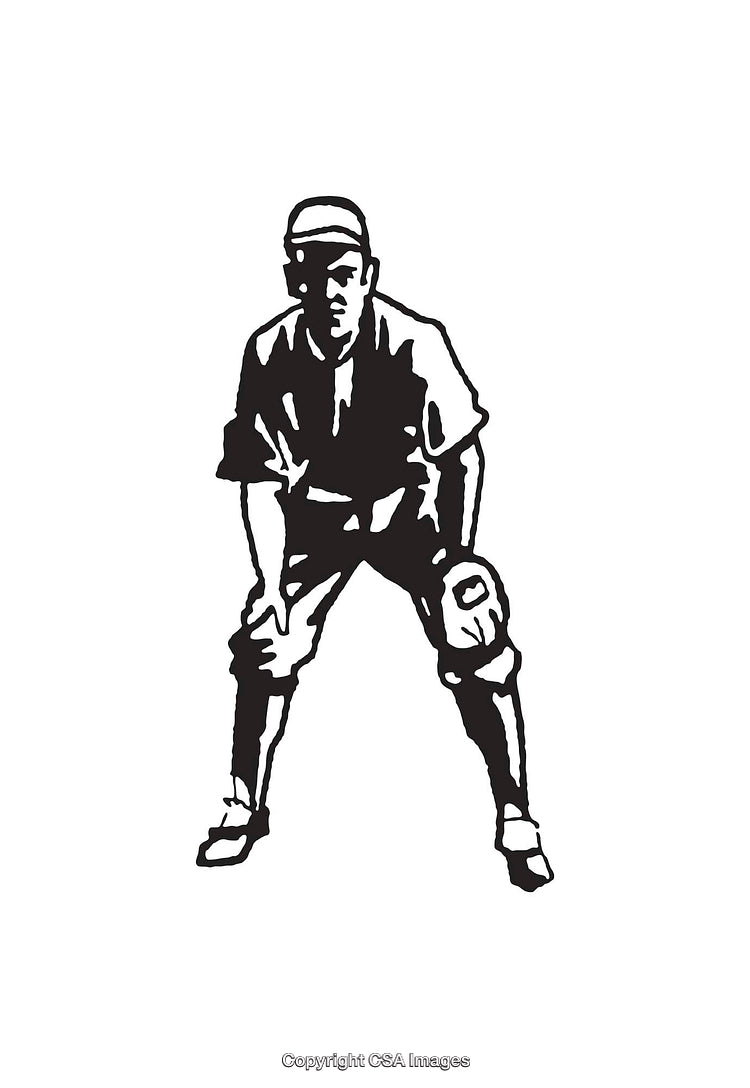 Black And White Line Art Baseball Player In Action