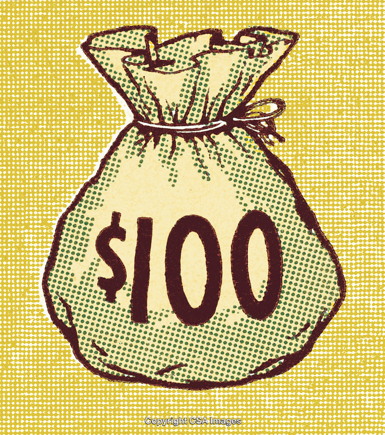 Retro Comic Style Illustration of Money Bag with Dollar Sign