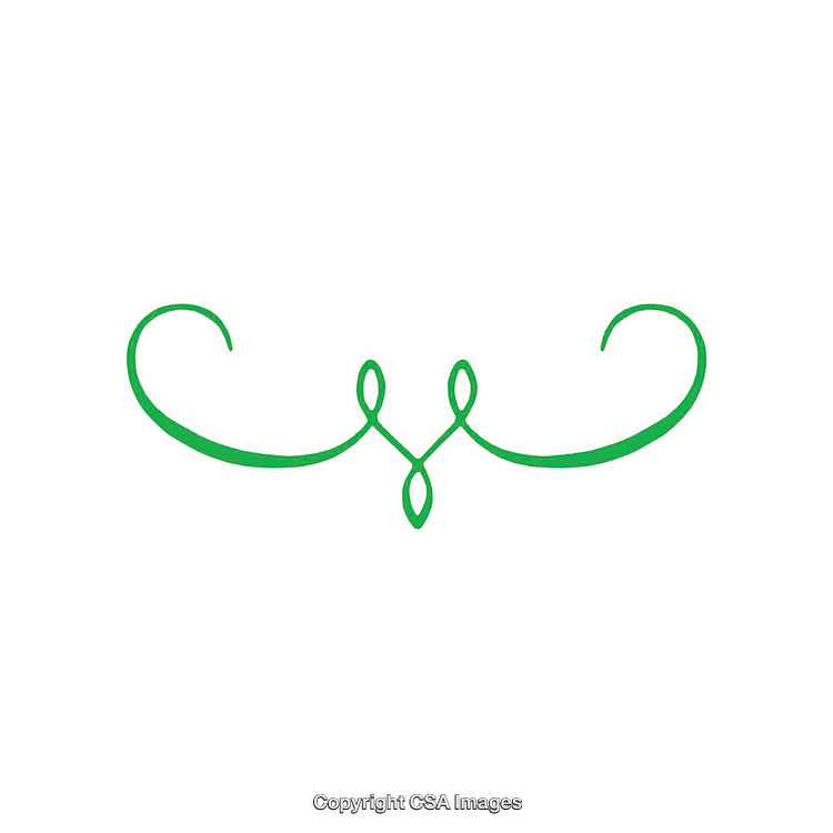 Intricate Green Decorative Swirl Element Over White Background