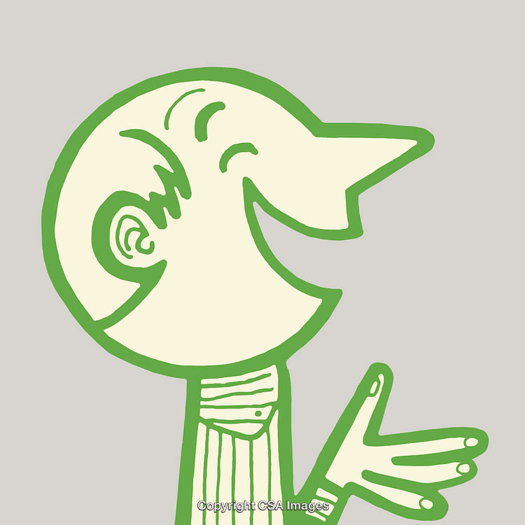 Green Outline Drawing of Smiling Character Clapping with Soft Background