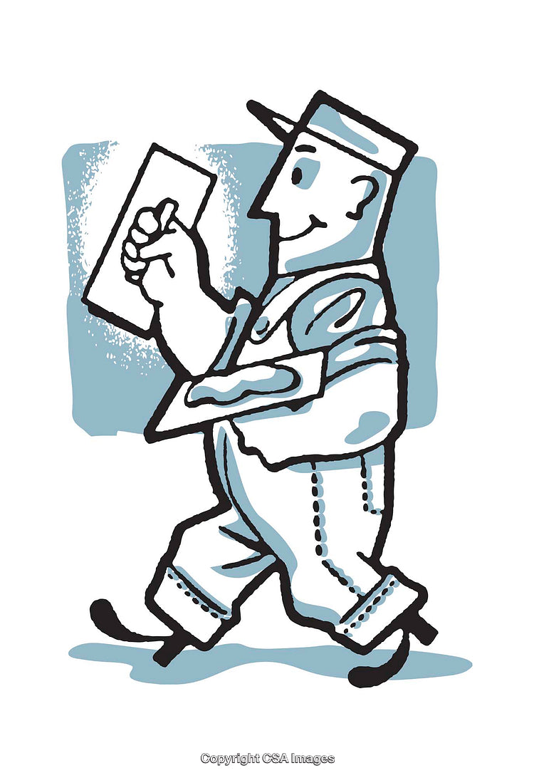 Smiling Delivery Worker with Clipboard and Package in Retro Illustration Style