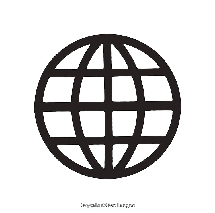Black And White Earth Globe Icon Illustration With Transparent Background