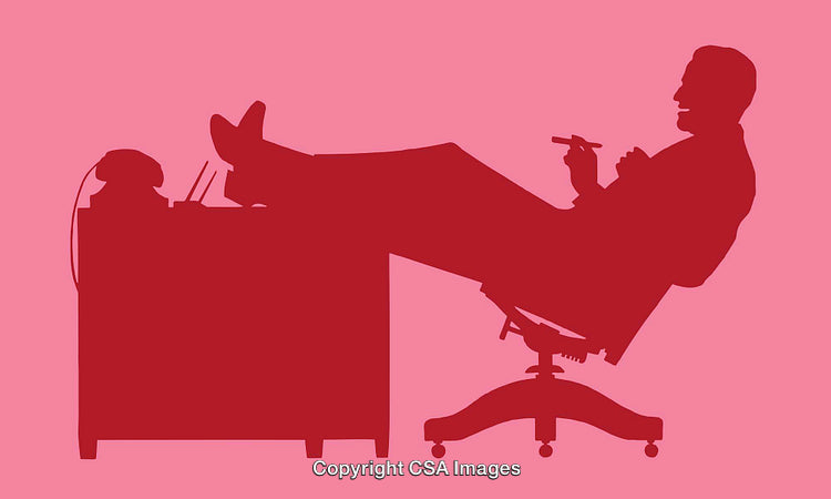 Silhouette of a Relaxed Businessperson in an Office Setting on Monochromatic Background