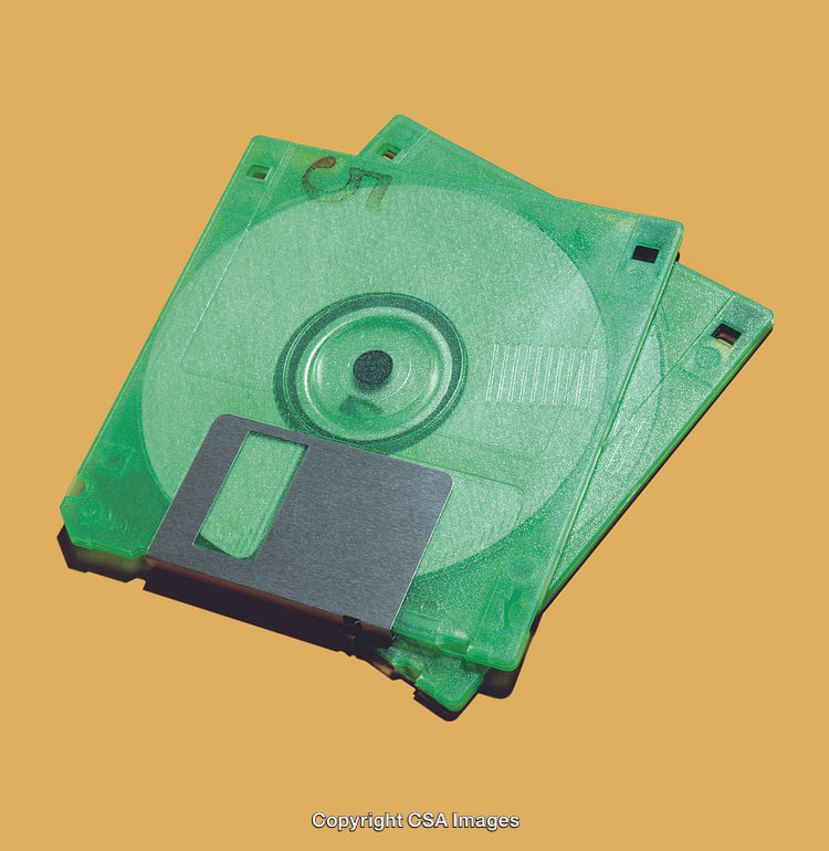 Green Floppy Disks on a Vibrant Solid Background