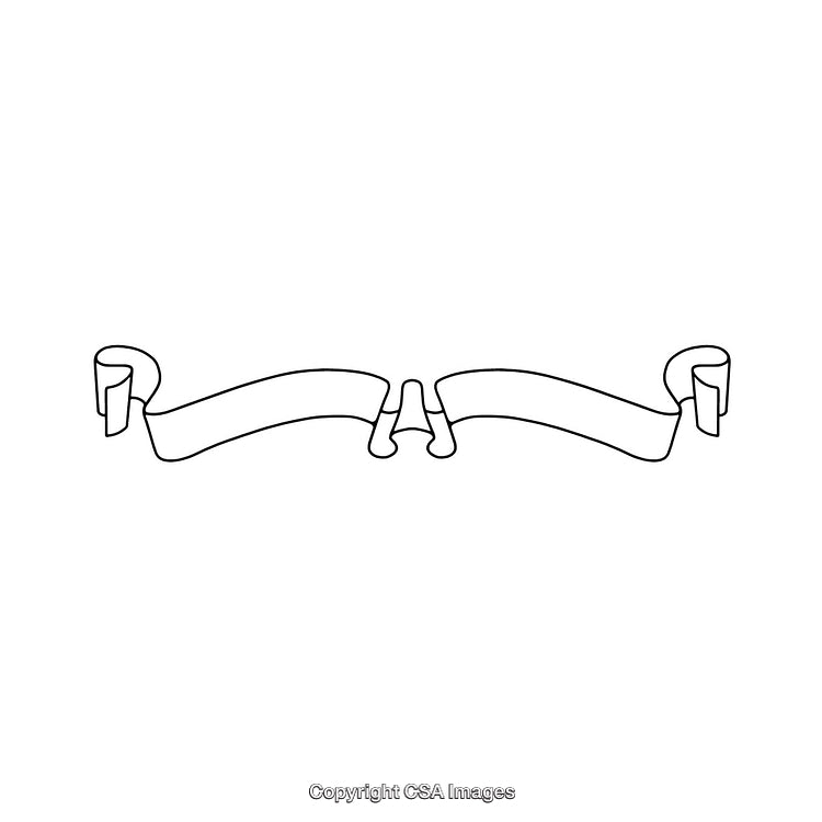 Black and White Decorative Ribbon Banner Outline Illustration