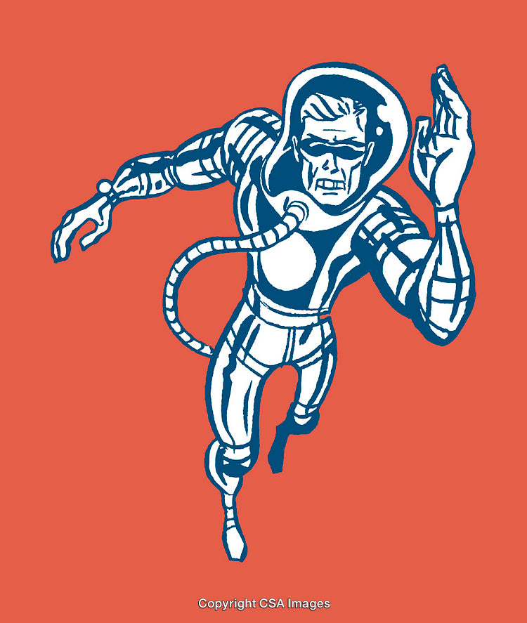 Retro Styled Space Explorer in Bold Line Art Illustration