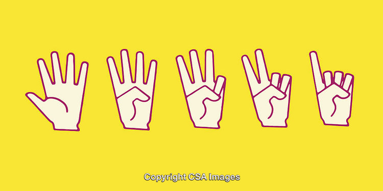 Hand Gesture Illustration Set in Bright Yellow Background