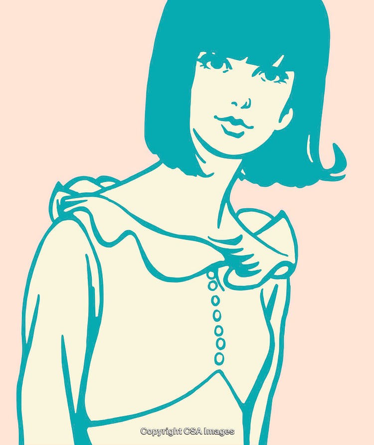 Stylized Illustration of a Young Woman in Retro Color Palette