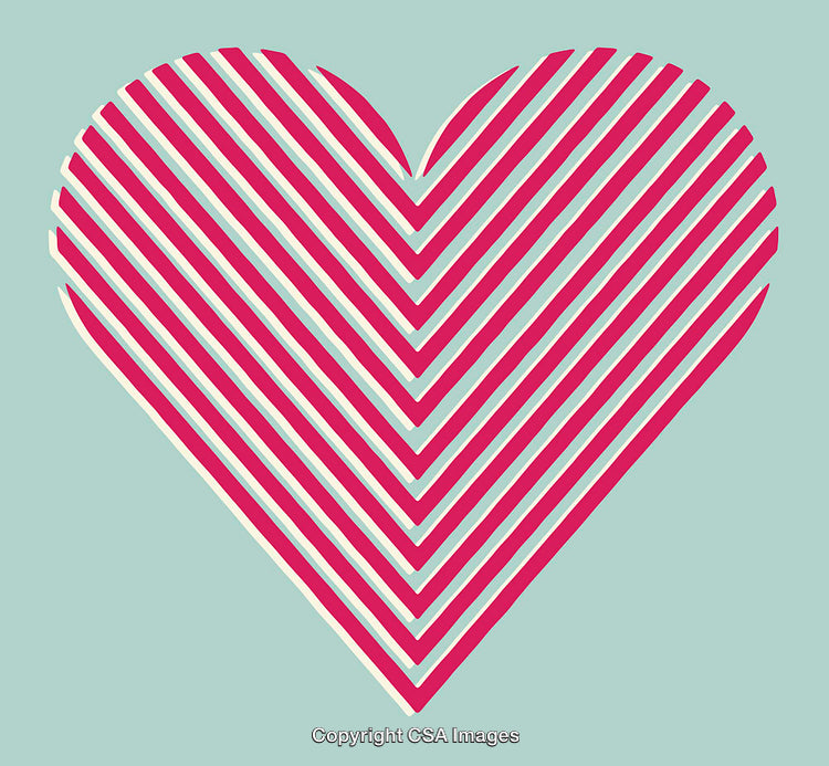 Colorful Geometric Heart Shape With Striped Line Art Design