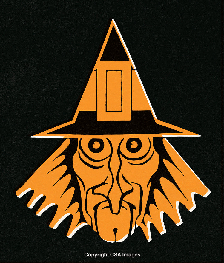 Abstract Illustration of Witch Face with Hat for Halloween Design