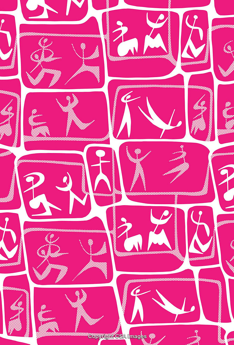 Abstract Pink Pattern with Geometric and Tribal Inspired Figures