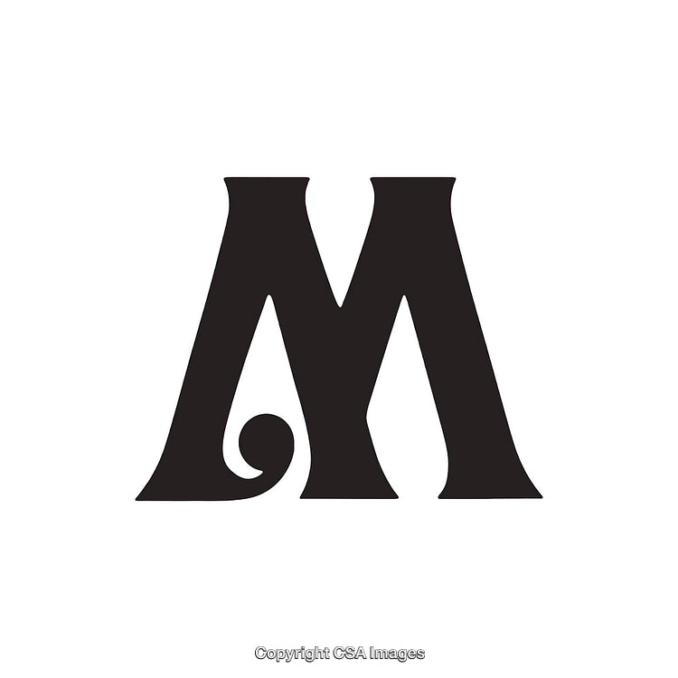 Elegant Black Letter M Logo with Stylish Typography on White Background