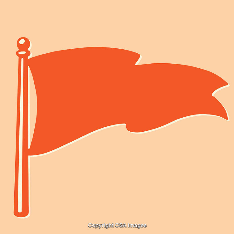 Minimalistic Line Art Illustration of a Bold Orange Flag on a Pole