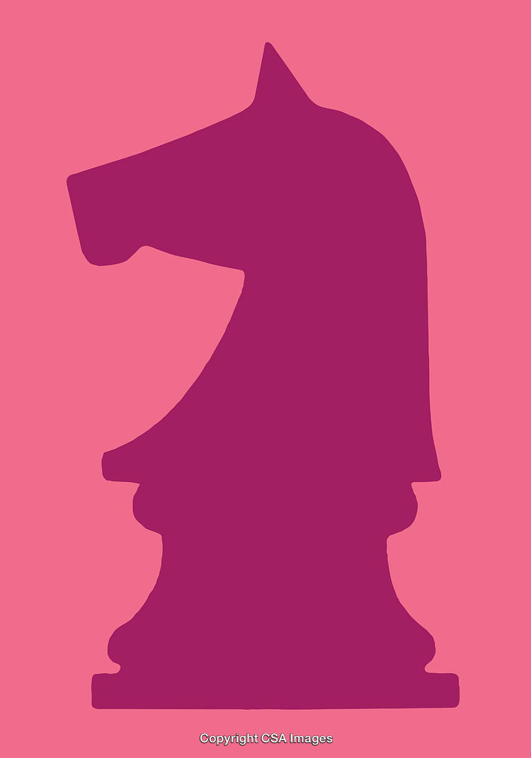 Purple Chess Knight Silhouette Artwork on Pink Background