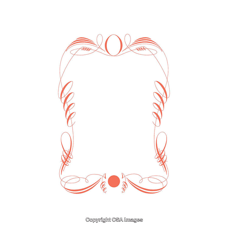 Elegant Red Ornamental Frame with Decorative Swirls and Embellishments