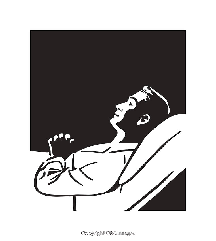 Black and White Line Art of a Person in Thoughtful Pose