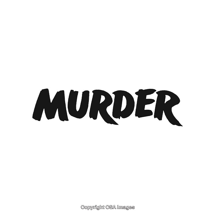 Black Grunge Style Text Depicting the Word 'Murder' on White Background