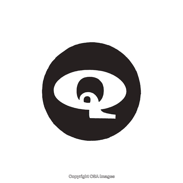 Bold Black Letter Q Artistic Symbol Design on White Background