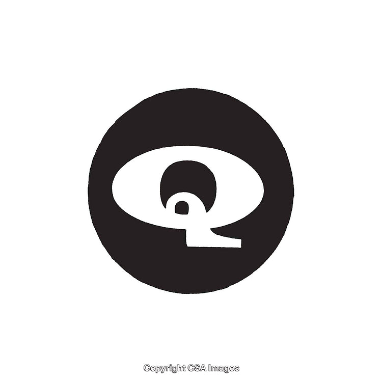 Bold Black Letter Q Artistic Symbol Design on White Background