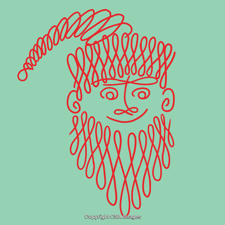 Whimsical Red Line Art on Mint Green Background