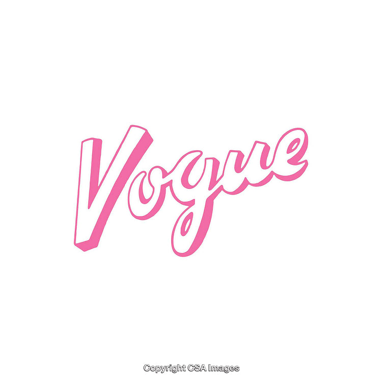 Stylish Pink Script Font Featuring the Word Vogue on White Background