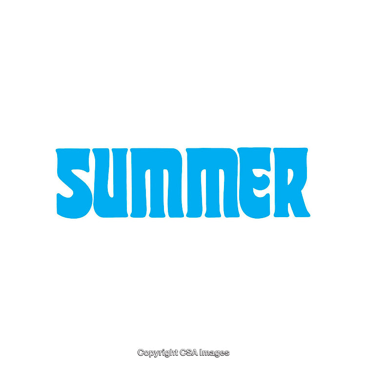 Retro Styled Blue Summer Text on a Clean White Background