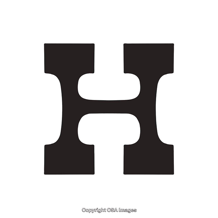 Bold Serif Letter H in Black on White Background