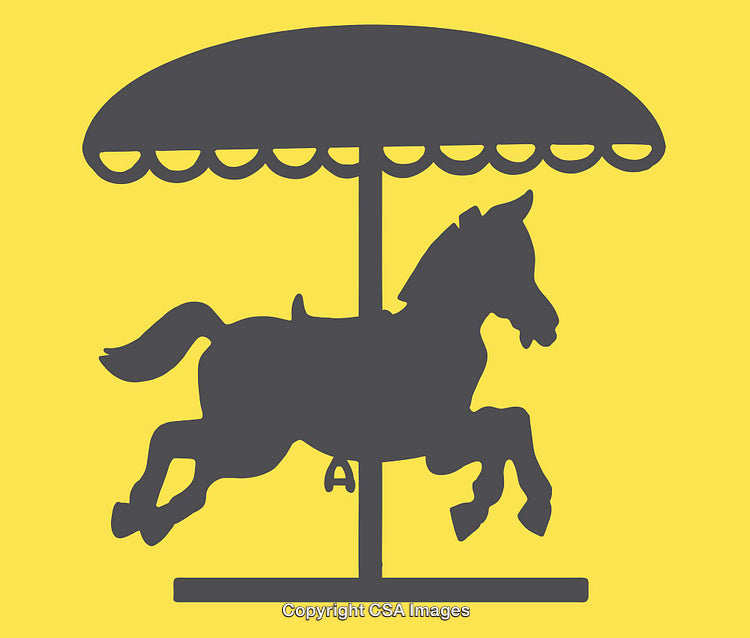 Silhouette of a Carousel Horse with Decorative Canopy