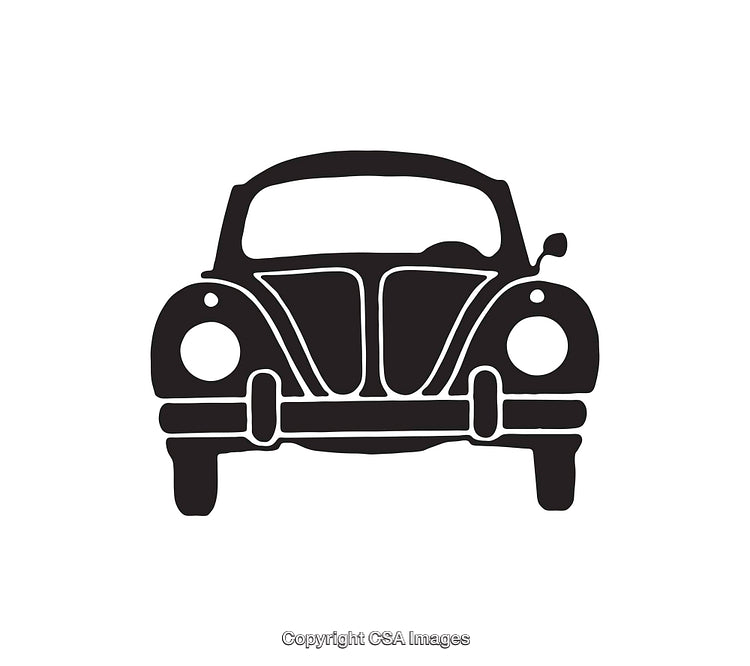 Black and White Icon of a Classic Vintage Car Front View