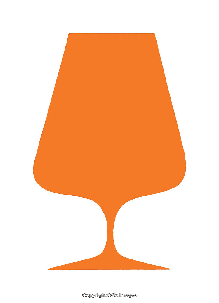 Orange Silhouette of a Wine Glass on White Background