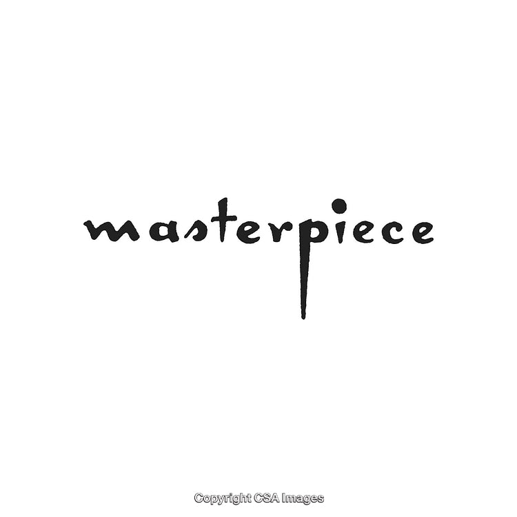 Elegant Black Calligraphy Reads Masterpiece on Minimalist White Background