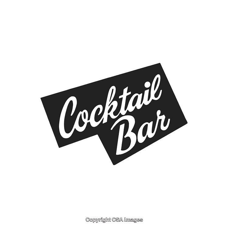 Black and White Cocktail Bar Sign with Modern Typography