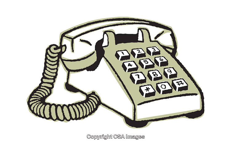 Retro Telephone Illustration Depicting Vintage Communication Device with Coiled Cord